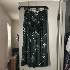 Reformation Carrie Floral Green Maxi Skirt and Bandeau Silk Set in color Buena